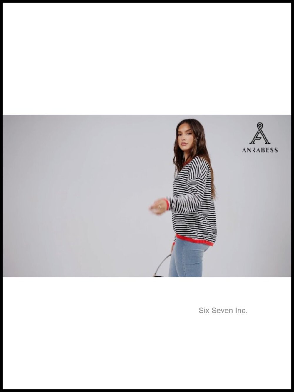 Striped Sweater Crewneck Long Sleeve Pullover Loose Fit Casual Knit Top - Picture 6 of 6